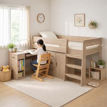 子供用ベッド机 子供用システムベッド3点セット[ベッドフレーム＋学習机＋チェスト
